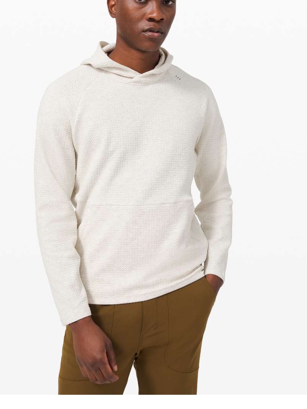 EUC Lululemon Men's Cream At Ease Unisex Waffle Hoodie Sweatshirt- Sz Small